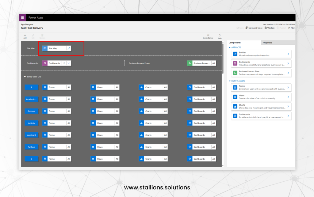 Access the Sitemap Editor