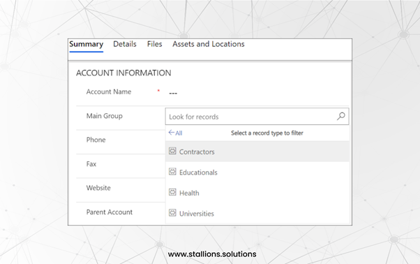 select record type to filter 