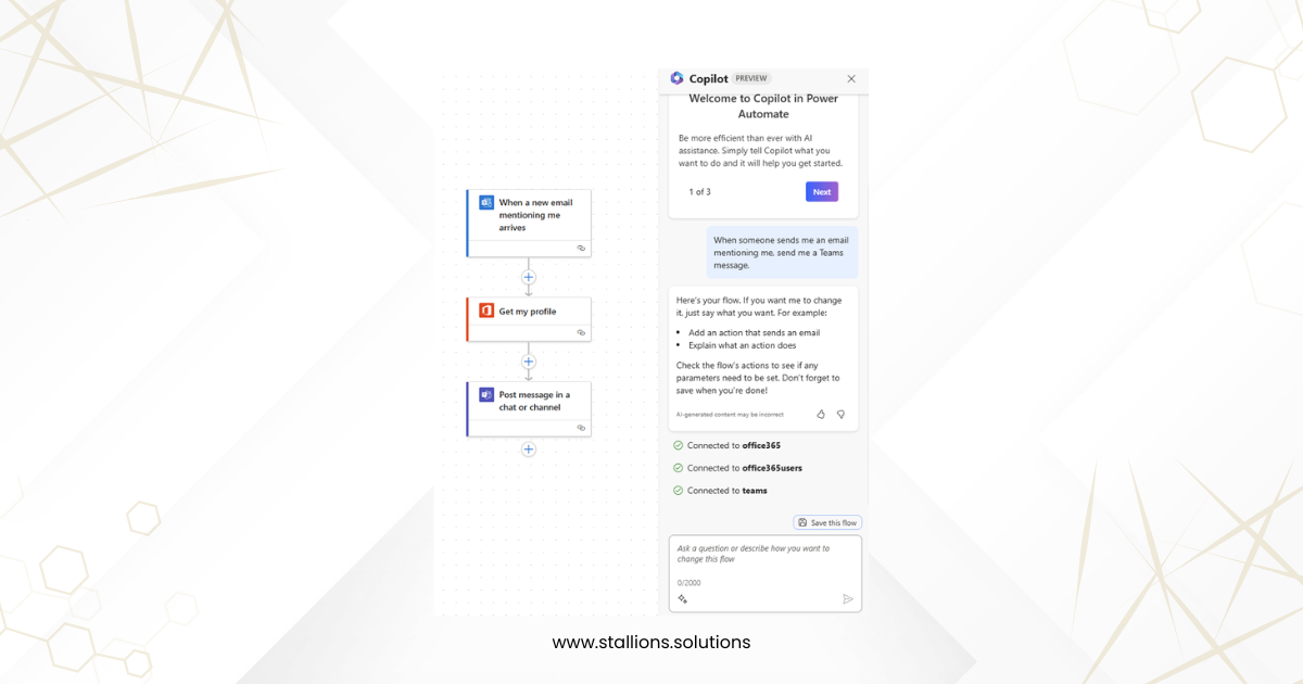 Creating Workflows with Copilot in Power Automate - Stallions Solutions